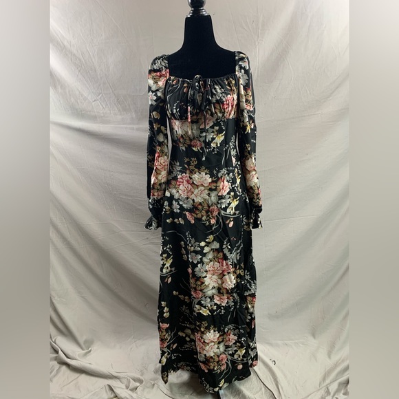 Boho French Floral Print Split Thigh Dress - Picture 6 of 10